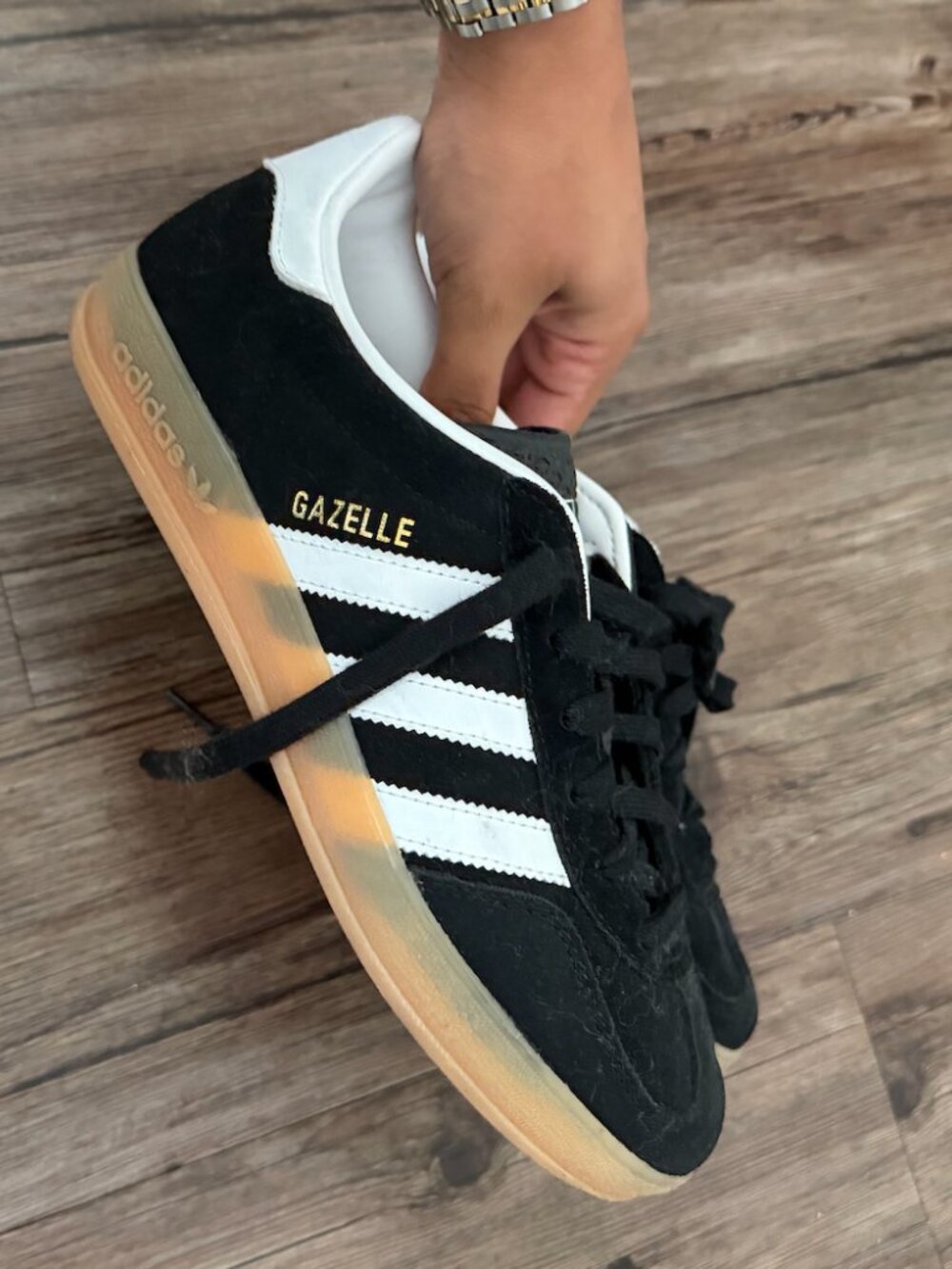 Adidas Gazelle Indoor | Black & White Gum | US W8.5 M7.5